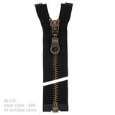 Rits deelbaar YKK metaal 5i - brons - 80cm - 580 zwart Deelbare Rits YKK - DIV - #5 - ANTIQUE - BRASS - 60 - 580 - DBLUE